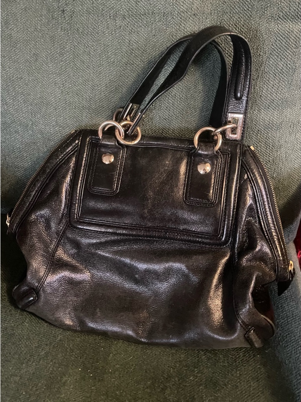 Classic Black Leather Tote Handbag
